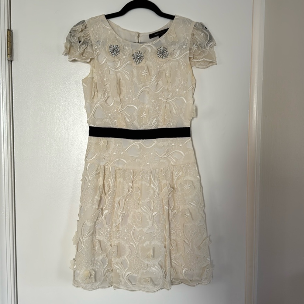 BCBG cream colors embellished mini dress size 0